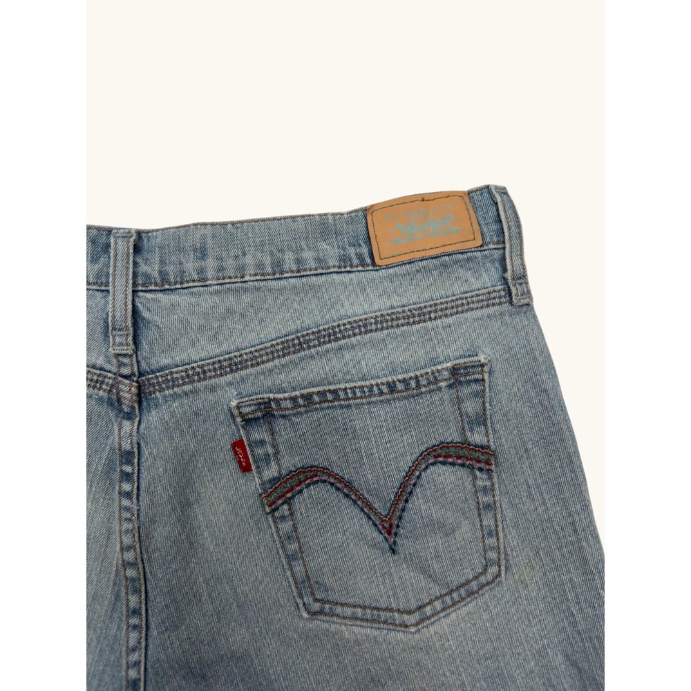 Levis 515 Capri Denim Shorts Light Wash Cut Off Raw Hem Multi Stitch Size 12